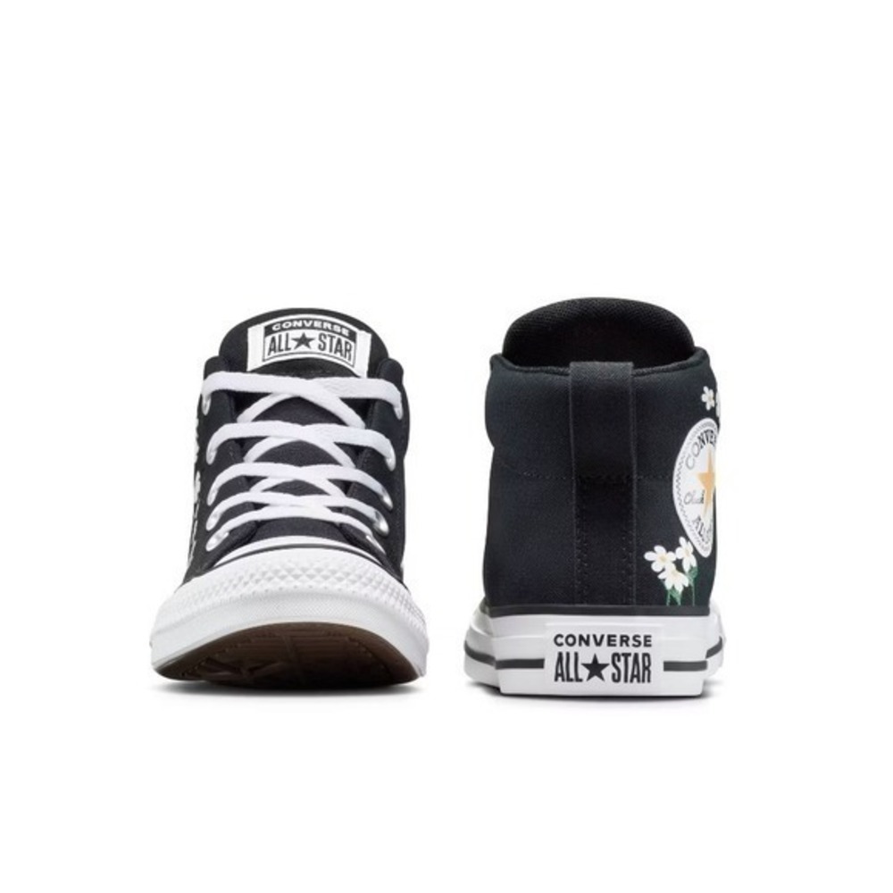 Converse Chuck Taylor All Star Street Sneaker Women's 8.5 Mid-Top Black Flowers - Picture 3 of 8